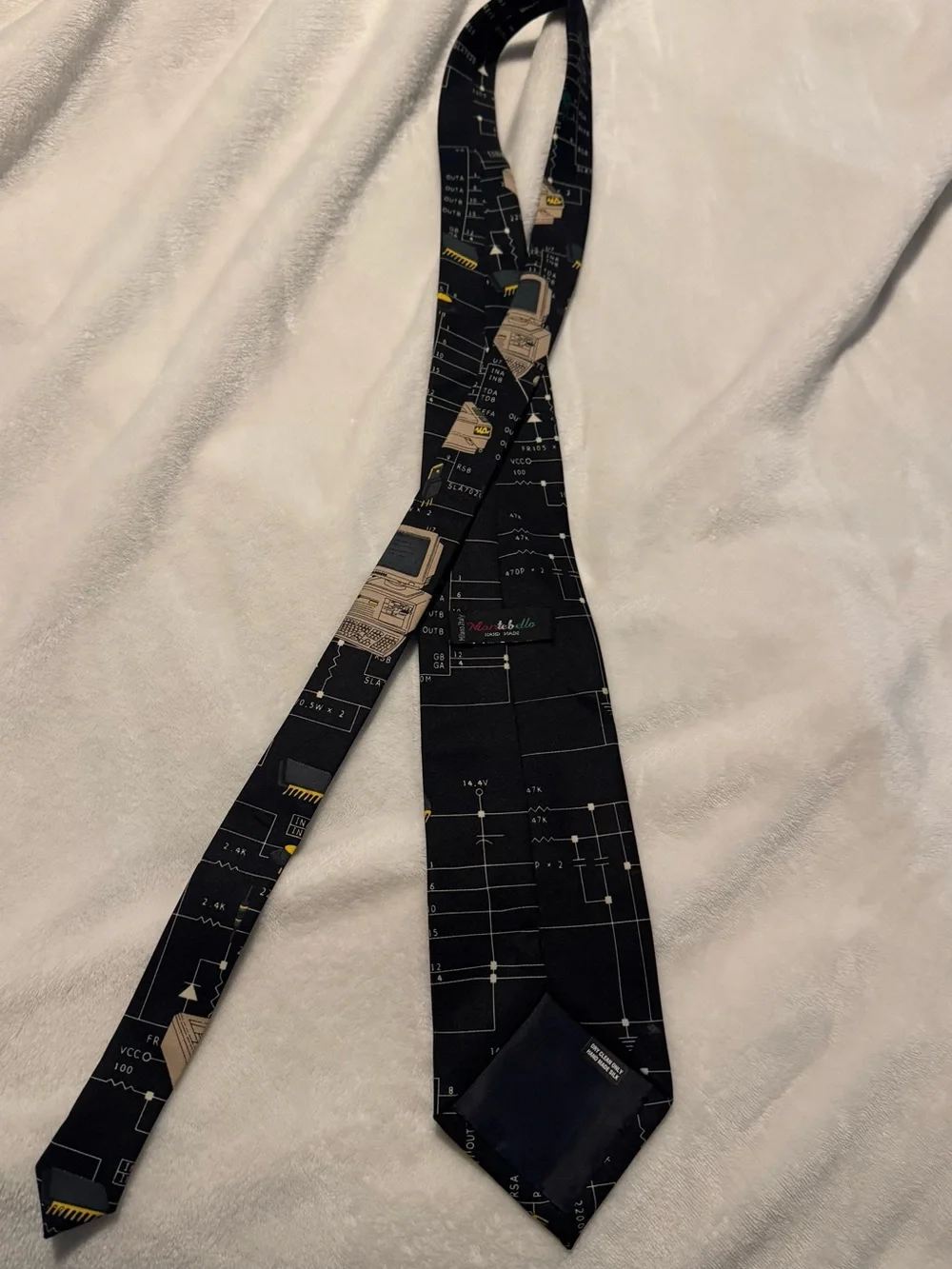 Black Novelty Computer Circuit Pattern Tie